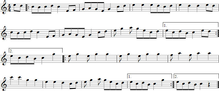 Turkey in the Straw Sheet Music for Recorder